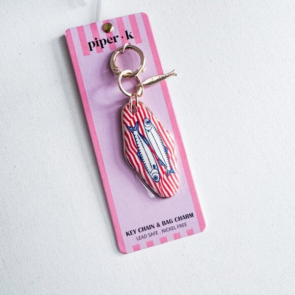 Piper K Sardine Striped Print Print Keychain And Bag Charm - Picture 2 of 4